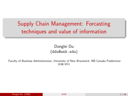 Supply Chain Management - University of New Brunswick