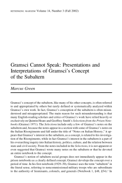 Gramsci Cannot Speak - International Gramsci Society
