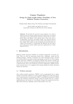 Canary Numbers - Cryptology ePrint Archive