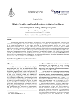 Effects of biocides on chlorophyll contents of detached basil leaves
