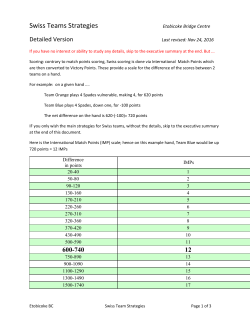 Swiss Teams Strategies - Etobicoke Bridge Centre
