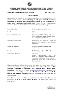 Notification for SI (Yoga THerapist)