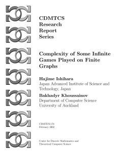 CDMTCS Research Report Series Complexity of Some Infinite