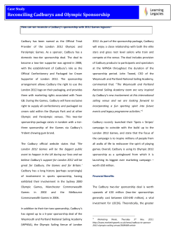 Case Study Reconciling Cadburys and Olympic Sponsorship