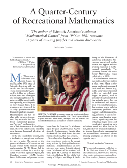 A Quarter-Century of Recreational Mathematics