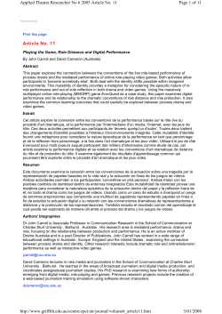 Playing the Game, Role Distance and Digital