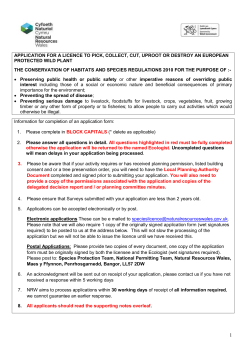 Application form for a licence to pick, collect, cut, uproot, or destroy