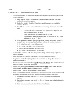 Name Period ______ Date Chemistry Unit #1 &ndash; Atomic Concepts