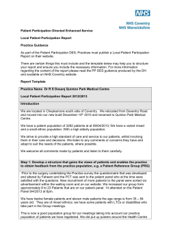 Patient Panel Report 2013-03-09