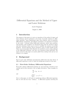 Differential Equations and the Method of Upper and Lower Solutions