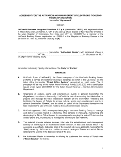convenzione per l`attivazione e la gestione di un punto di vendita