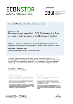 the Role of Primary Energy Carriers and Economic Sectors