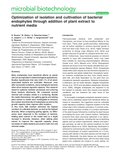 Optimization of isolation and cultivation of bacterial endophytes