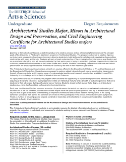 Architectural Studies major - Kenneth P. Dietrich School of Arts and
