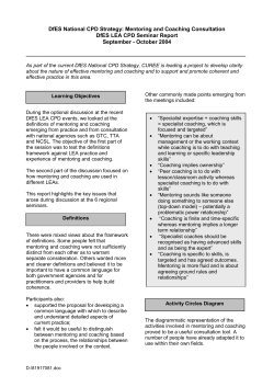 DfES CPD National Strategy: Mentoring and Coaching