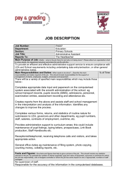 JOB DESCRIPTION Job Number: PA007 Department: Education