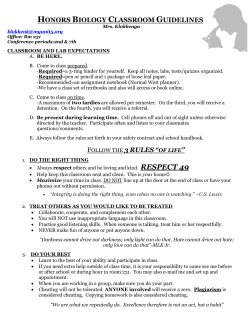 Honors Biology Classroom Guidelines