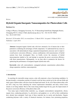 Hybrid Organic/Inorganic Nanocomposites for Photovoltaic Cells