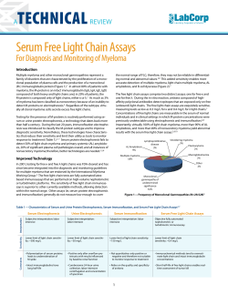 Serum Free Light Chain Assays for Diagnosis and