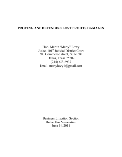 PROVING AND DEFENDING LOST PROFITS DAMAGES Hon. Martin