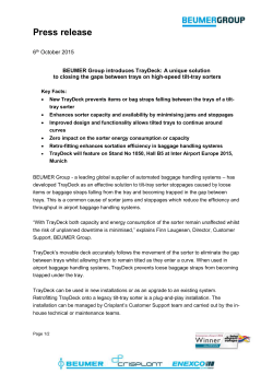 Press release 6th October 2015 BEUMER Group introduces