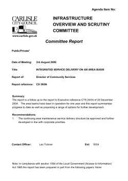 Integrated Service Delivery on an Area Basis