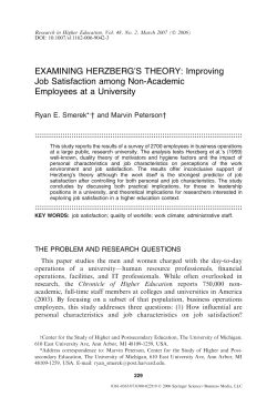 EXAMINING HERZBERG`S THEORY: Improving Job Satisfaction