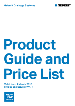 Geberit Drainage Systems Valid from 1 March 2016