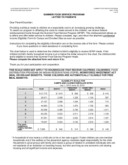 Meal Benefit Form - Child and Adult Care Food Program (CA Dept of