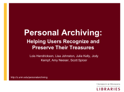 Personal Archiving: Helping Users Recognize and Preserve Their