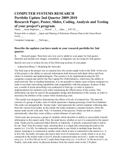 COMPUTER SYSTEMS RESEARCH Portfolio Update 2nd Quarter