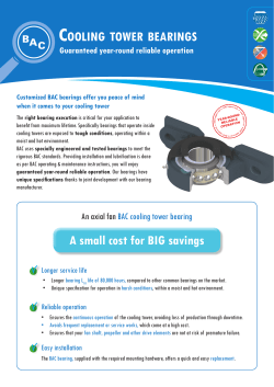 COOLING TOWER BEARINGS A small cost for BIG savings