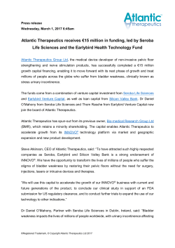 Atlantic Therapeutics receives &euro;15 million in funding, led by Seroba