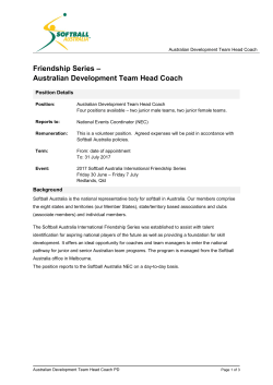 Friendship Series Head Coach PD