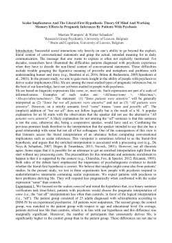 Scalar Implicatures And The Literal-First Hypothesis: Theory Of Mind