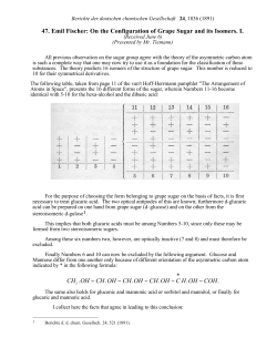47. Emil Fischer: On the Configuration of Grape Sugar and its