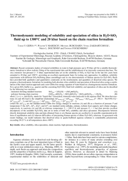 Thermodynamic modeling of solubility and speciation
