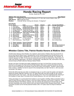 Honda Racing Report Sunday, September 25, 2005 Watkins Glen