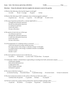 Exam: Unit 1, The Universe and its Stars, HS