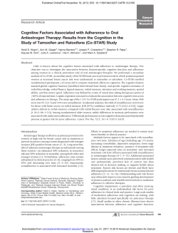 Cognitive Factors Associated with Adherence to Oral Antiestrogen