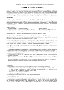 CHEMISTRY JOURNAL OF MOLDOVA