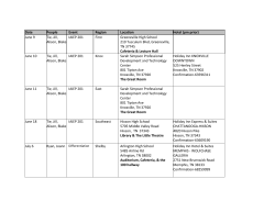 Date People Event Region Location Hotel (pm prior) June 9 Tie, Jill