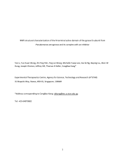 016 Kang CongBao FEBSLett NMR structural characterization of the
