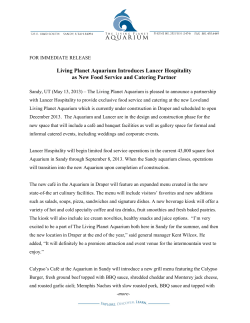 Living Planet Aquarium Introduces Lancer Hospitality as New Food