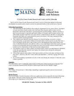 2016 Pre-tenure Fellowship Criteria and Application