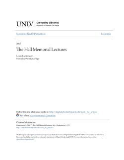 The Hall Memorial Lectures - Digital Scholarship @UNLV
