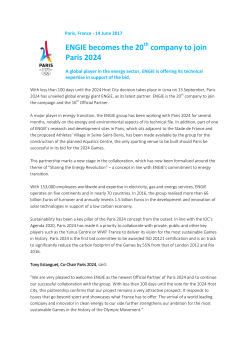 ENGIE becomes the 20 company to join Paris 2024