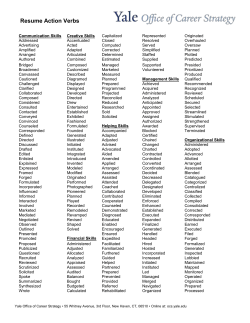 Resume Action Verbs - Yale`s Office of Career Strategy