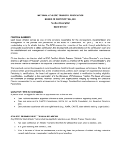 NATIONAL ATHLETIC TRAINERS` ASSOCIATION BOARD OF