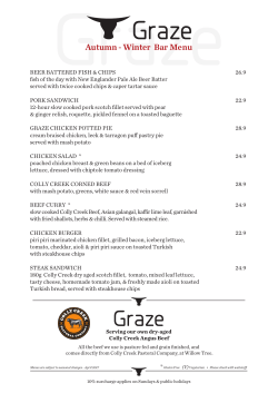 Graze Bar Menu - Autumn - Winter Menu 2017